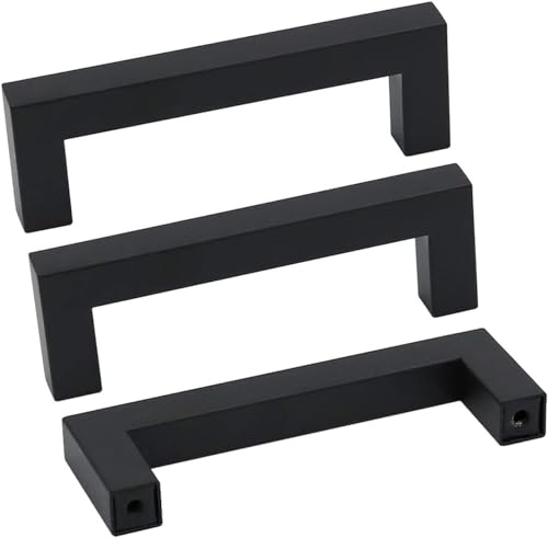 50 Pack 3 Inch Black Kitchen Cabinet Handles Square Drawer Pulls (50 Count)