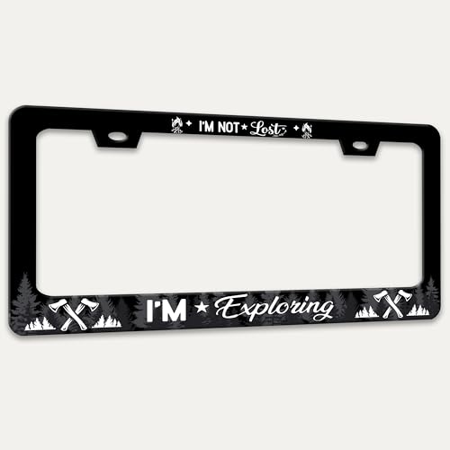 I'm Not Lost I'm Exploring License Plate Frame Stainless Steel 6x12 Inch