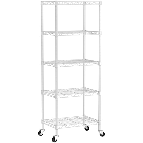 5 Small Wire Shelves Kitchen Pantry Close Home Organizers and Storage Bathroom Shelf Laundry Room Organization Adjustable Book Metal Garage Shelving Unit