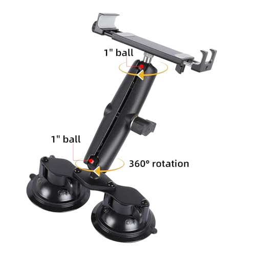 Aluminum Tablet Holder with Dual Suction Cup Base for Car