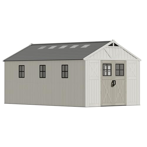 10x16 FT Resin Outdoor Storage Shed with Floor