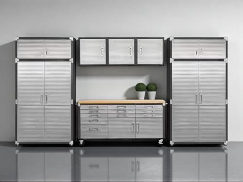 Heavy Duty 8 Piece Steel Garage Cabinet Storage Set with Rolling Workbench