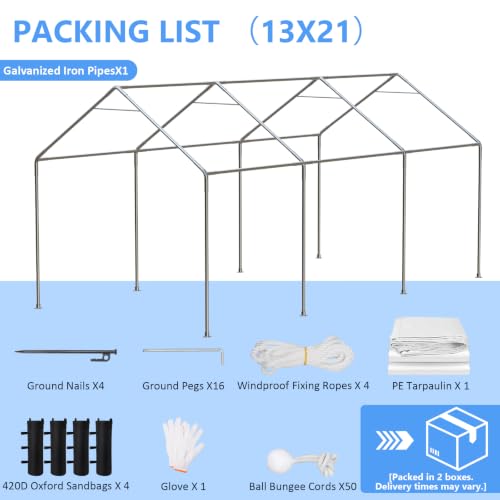 13x21 FT Enclosed Carport with Roll