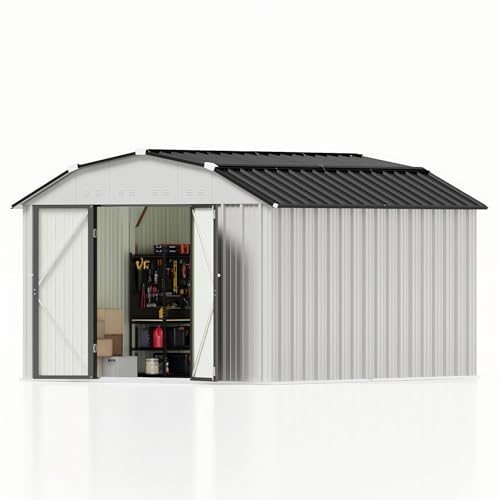 10x12 FT Barn Style Metal Storage Shed