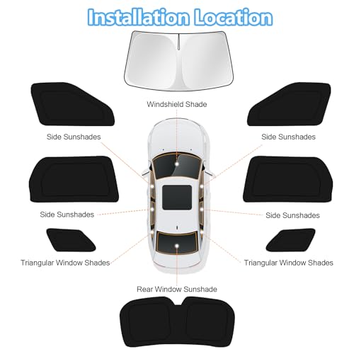 Car Window Shades for Hyundai Palisade LX3 2026 Windshield Sun Shade Side Window Cover UV Block Privacy Protection Accessories for Camping Blackout Rear Back Full Set 8PCS (8 Count)