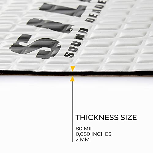80 mil (2mm) Car Sound Deadening mat - Butyl Automotive Sound Deadener - Noise Insulation and Vibration Dampening Material 10 sqft (0.95 sqm)