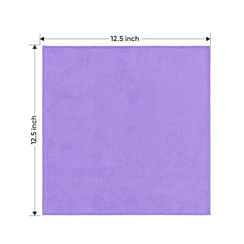 Purple Microfiber Cleaning Cloth 12 Pack 12.5 x 12.5 Inch Microfiber Towels for Cars Ultra Absorbent Cleaning Rags Lint Free Cleaning Towels for Household Kitchen (12 Count)