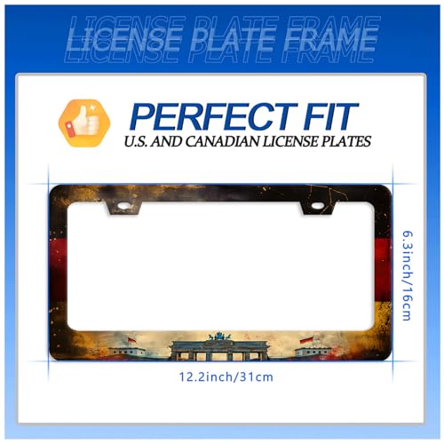 German Flag License Plate Frame Stainless Steel Car Accessory 6.3x12.3In
