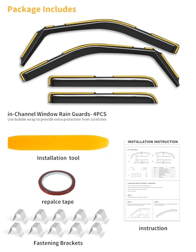 Window Visors Rain Guards for Ford F150 SuperCrew 2021 (4 Count)