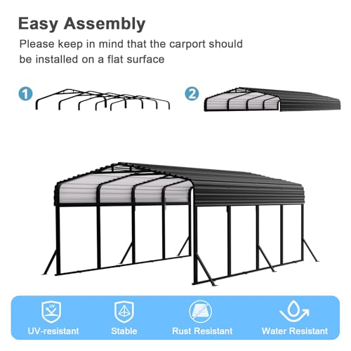 12x20FT Heavy Duty Metal Carport (694 Sq Ft)