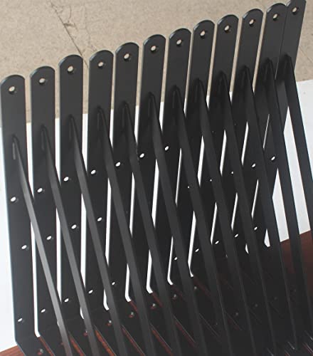 6 Pack L18 x H 12" Black Heavy Duty Shelf Brackets with Screws Metal Shelf Brackets Shelf Support Angle Brackets for Shelves L Brackets Heavy Duty Floating Shelf (6 Count)