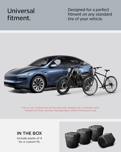 Magnetic Car Tire Valve Caps in Carbon Black (4 Count)