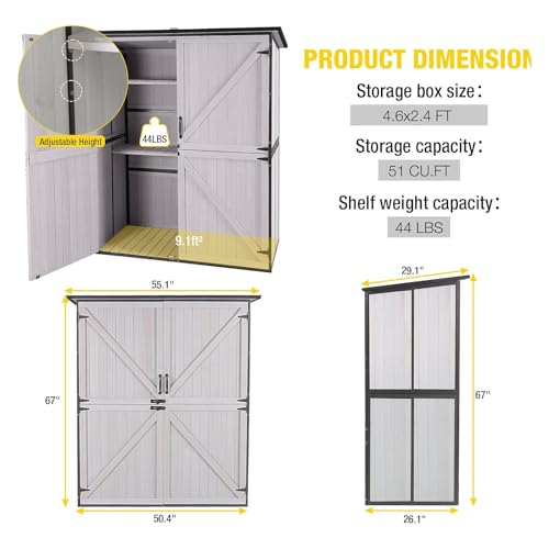 Storage Shed Outdoor Storage Cabinet Upgraded with All Arounded Metal Frame