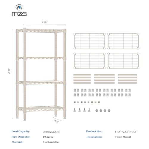 1000 lbs 4 Shelf Standing Storage Shelves Heavy Duty Metal Shelving Unit Adjustable Wire Rack for Office Garage Kitchen (4 Count)