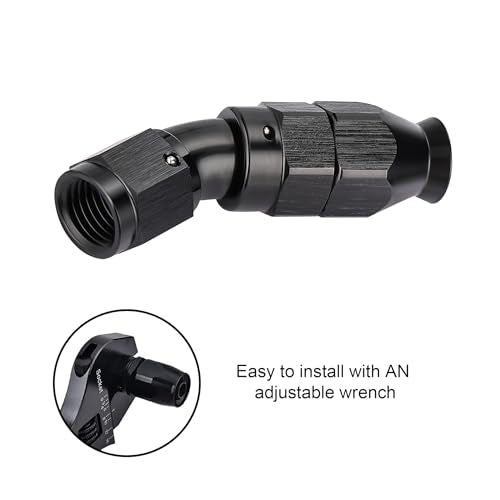 4AN 30 Degree PTFE One Piece Full Flow End Hose Fitting Aluminum Black