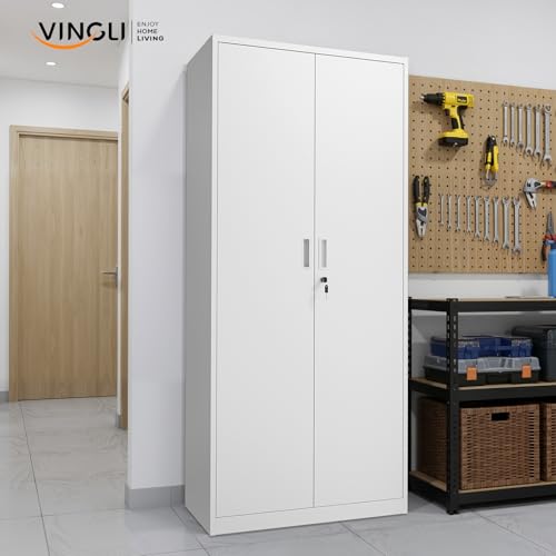 Metal Garage Storage Cabinet with 2 Doors and 5 Adjustable Shelves