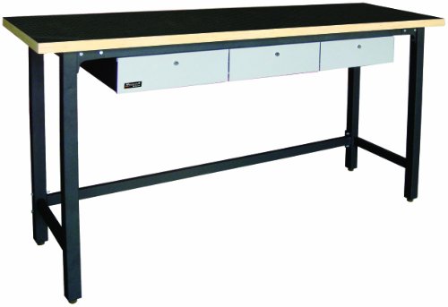 79 Inch Workbench With 3 Drawers and Wood Top