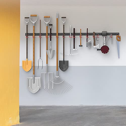 All Metal 64 inch Wall Mount Garden Tool Organizer for Garage