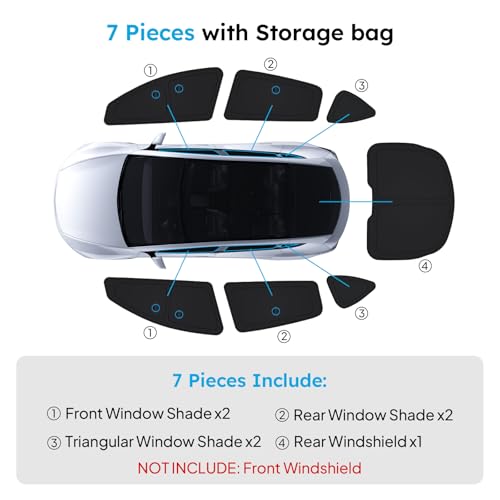 2026 Window Sunshades No Windshield for Tesla Model Y Juniper 2025 (7 Count)