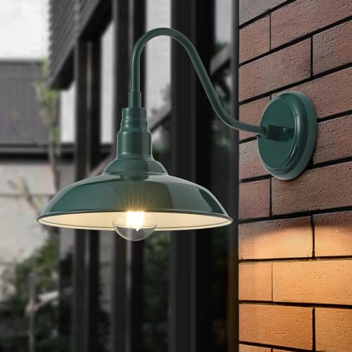 10‘’ Dome Outdoor Gooseneck Barn Light Fixture with Wall Mount