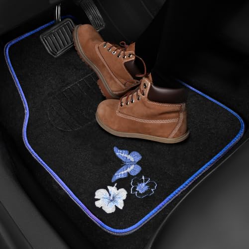 Universal Fit Embroidery Butterfly and Flower Car Floor Mats
