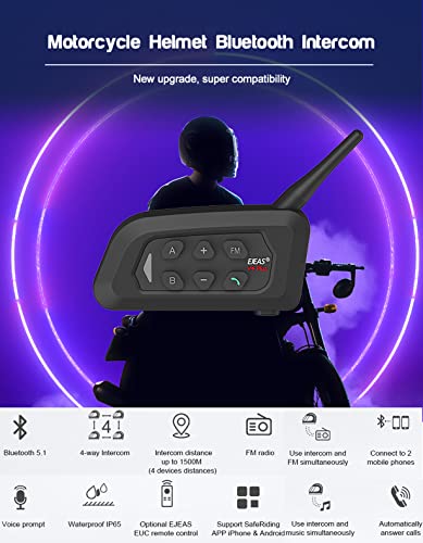 V4 Plus Motorcycle Bluetooth Helmet Intercom Headset (4 Count)