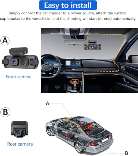 4 Channel Dash Cam Front and Rear 4K 360°View Dash Camera for Cars with GPS