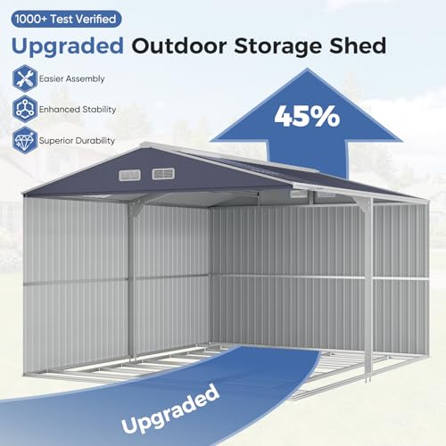 10x12 FT Metal Storage Shed with Base Frame Kit