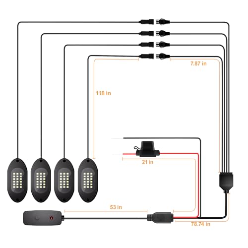 Pure White Rock Lights for UTV ATV with Switch 4 Pods 6000K (4 Count)