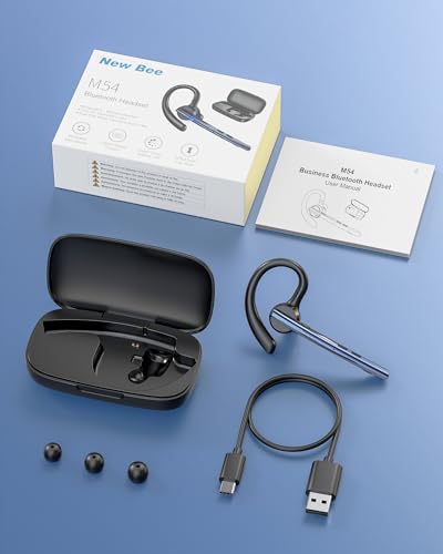 Bluetooth Headset V5.1 72H Talk Time Dual Mic with Mute Button for Business