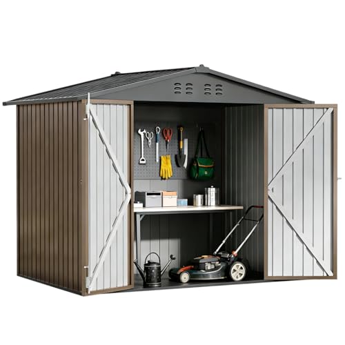 Shed Storage Outdoor Metal Windowed Lockable Weatherproof Ventilated Backyard Garden Utility Workshop