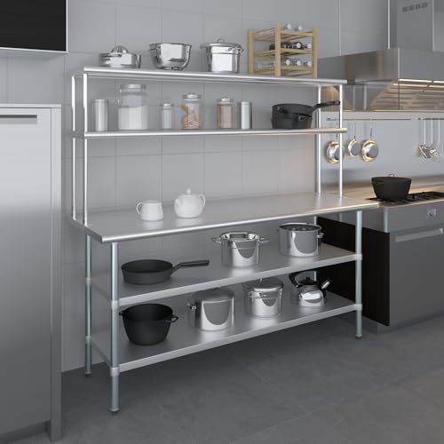 Stainless Steel Work Table with 2 Shelves