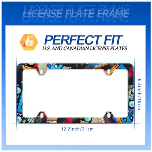 Music Cassettes License Plate Frame Stainless Steel Car Accessory 6x12 Inch