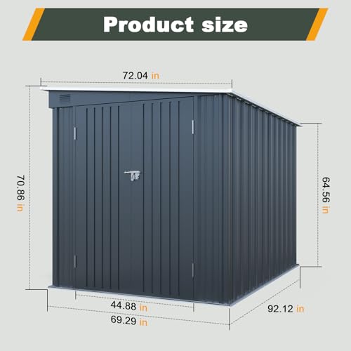 6x8FT Outdoor Storage Shed with Lockable Double Doors