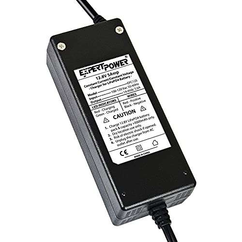 12.8V 5A Smart Charger for Lithium LiFePO4 Deep Cycle Rechargeable Batteries