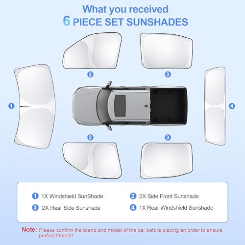 6pcs Car Window Shades for Toyota Tundra 2022 (6 Count)