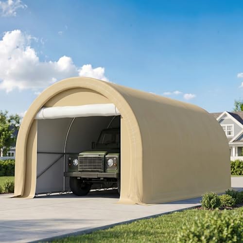 10' x 16' Carport Heavy Duty Portable Garage Storage Tent Beige