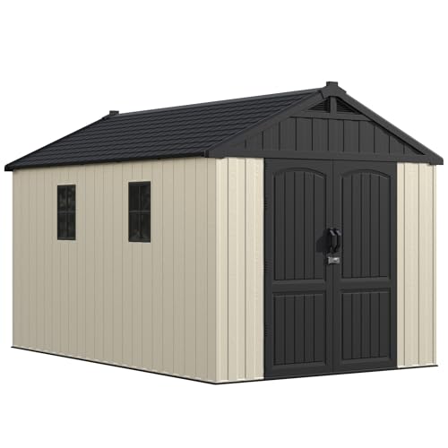 8x12FT Plastic Outdoor Storage Shed with Floor