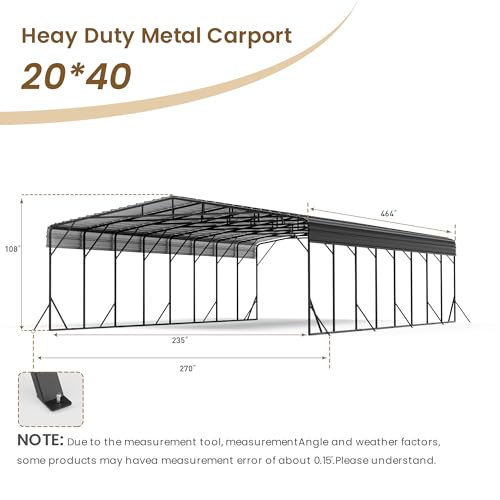 20'x40' Carport with Galvanized Steel Roof