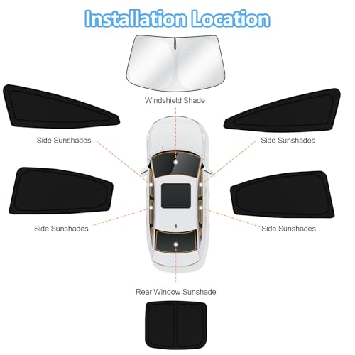 Car Window Shades for Toyota Prius 2023 2024 2025 2026 Windshield Sun Shade Side Window Cover UV Block Privacy Protection Accessories for Camping Blackout Rear Back Full Set 6PCS (6 Count)
