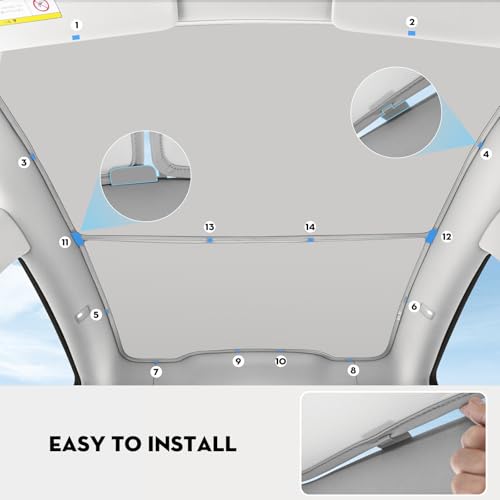 Roof Sunshade for Tesla Model Y Juniper 2026 (18 Count)