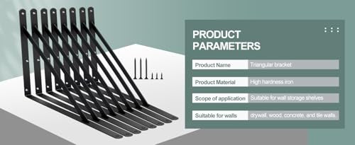 12 Pack L18 x H 12" Black Heavy Duty Shelf Brackets with Screws Metal Shelf Brackets Shelf Support Angle Brackets for Shelves L Brackets Heavy Duty Floating Shelf (12 Count)