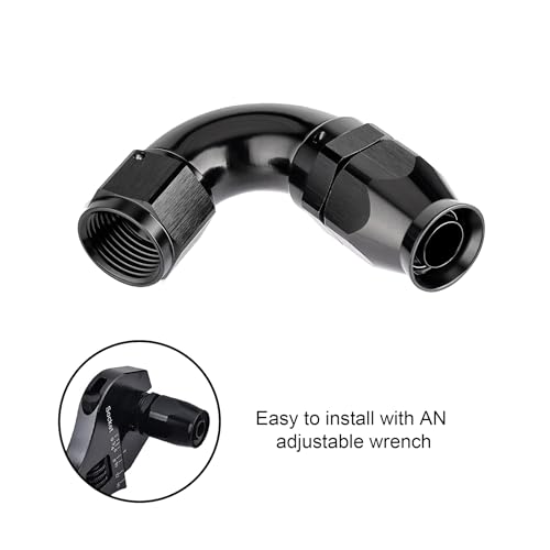 8AN 120 Degree PTFE One Piece Full Flow End Hose Fitting Aluminum Black