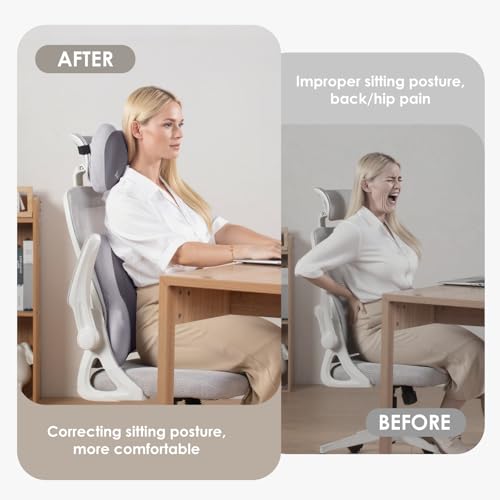 Lumbar Support with Car headrest Back Pillow for Chairs Headrest Pillow for Car Ergonomic Ultrathick Memory Foam Back Pillow for Office Chair