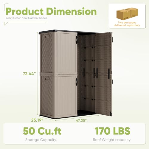 Outdoor Storage Cabinet 50 Cu Ft with Lockable Doors
