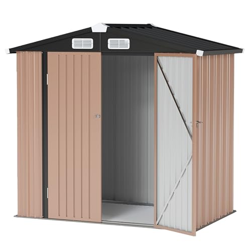 6x4 FT Outdoor Storage Shed with Lockable Double Doors & Loping Roof