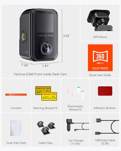 E360 Panoramic 2 Channel Fisheye Dash Cam