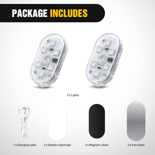 2 PCS 7 Colors Wireless Magnetic RGB LED Interior Lights