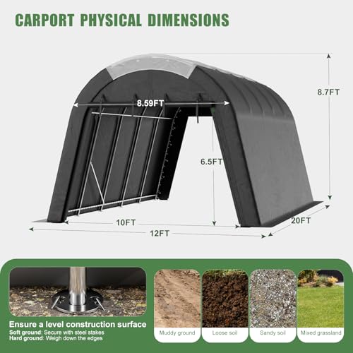 Carport Canopy 12x20 FT Heavy Duty with Translucent Roof