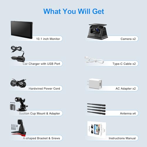 10" HD 1080P Magnetic Solar Wireless Backup Camera 1 Min DIY Install